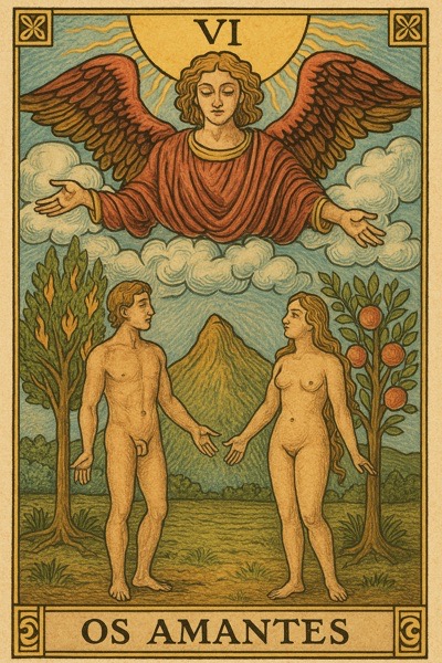 A carta Os Amantes do baralho do Oráculo da Lua