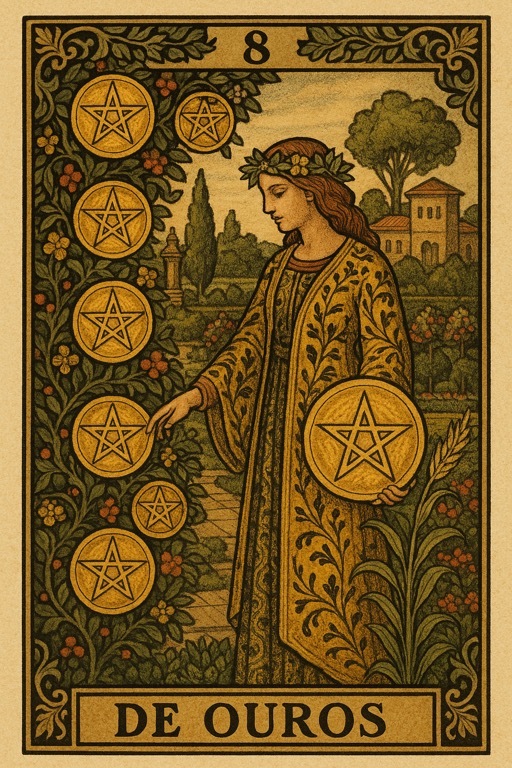Carta de tarô 8 de Ouros